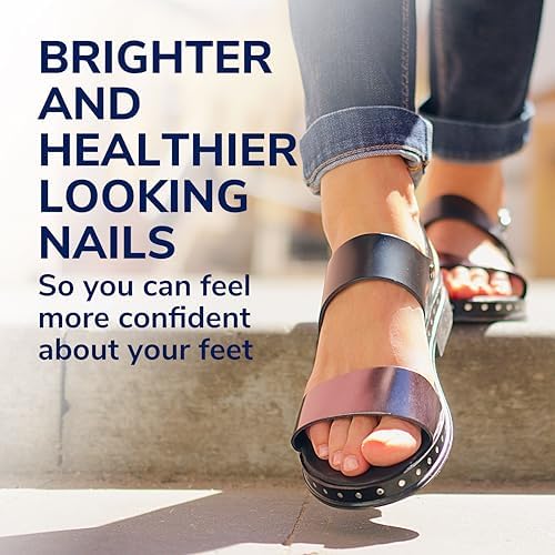 Dr. Scholl's nail treatment applicator showing liquid consistency for easy foot care.