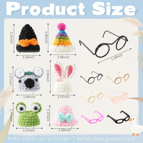 Front view of mini goose hat and dress accessory set