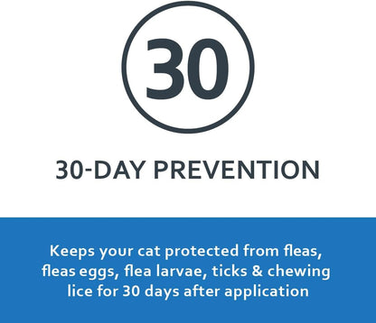 Back label of authentic USA imported flea treatment for kittens and cats.