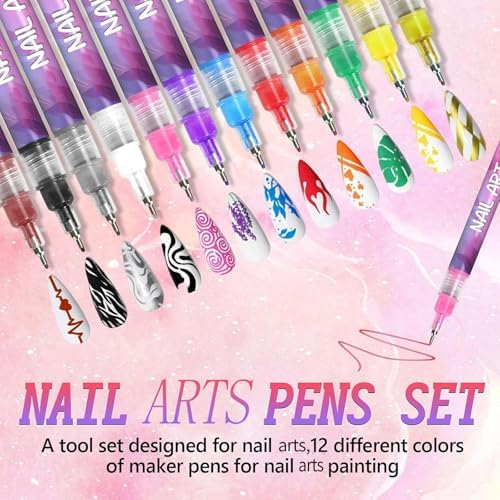 Nail art patterns created with professional marker set