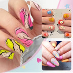 Professional neon nail art designs created with paint pens