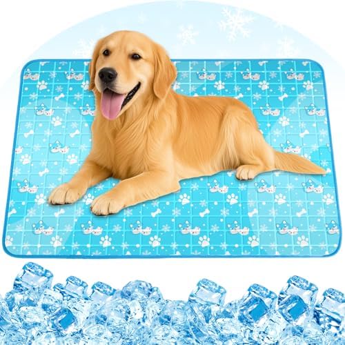 Yoheueoa Pet Cooling Mat close up on the double stitched waterproof edge layer.