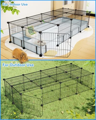 BUCATSTATE Guinea Pig Cages for 2, 20 Panels Guinea Pigs Playpen with Waterproof Mat, Metal Rabbit Cage Indoor for Hedgehogs, Quail, Chickens (56" L x 24" W x 12" H) - Image 7