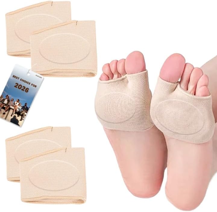 KASAK Metatarsal Pads front view showing beige gel cushion sleeve for foot pain.
