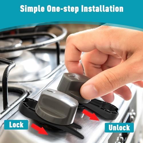 Child proof stove knob guard demonstrating ease of use