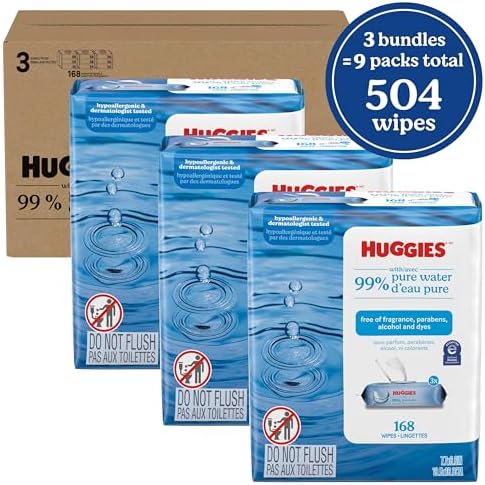 Huggies 99% Pure Water baby wipes flip-top pack detail