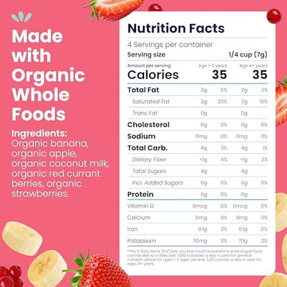 Amara baby snack pouch display highlighting the organic mixed red berries fruit ingredients
