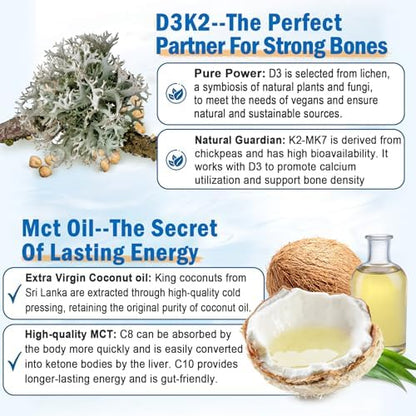 Envycure algae oil chewable supplements with vitamin d3 and k2 mk7 for immune health