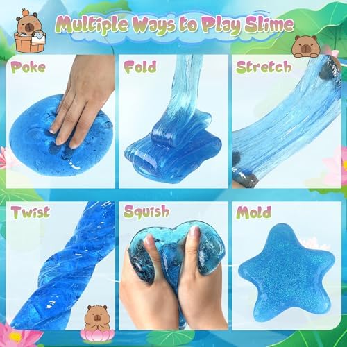 Joytry Capybara Slime Kit mixed texture revealing the butter slime creation formed by blending yellow clay into the base