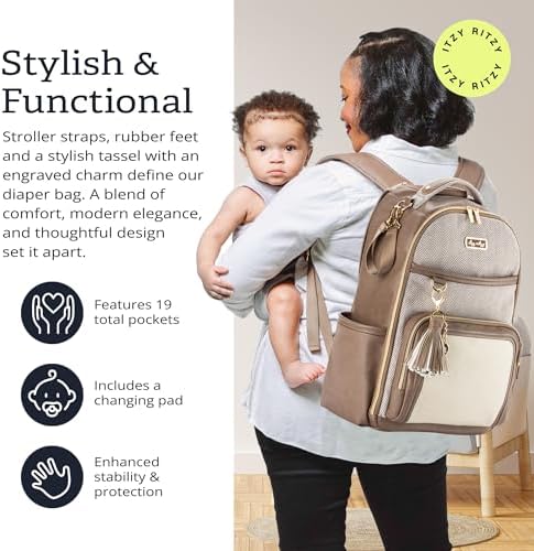 Itzy Ritzy Boss Plus diaper bag side view showing insulated pockets
