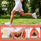 Demonstration of heel cushion inserts being placed inside a sneaker