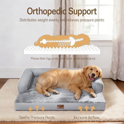 Comfort Expression Extra Large Dog Bed Orthopedic - XL Washable Pet Bed for Big Dog Waterproof Pet Couch Memory Foam Sofa Bolster with Removable Cover - 42 x 30 - Image 3