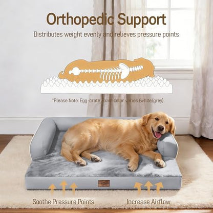 Comfort Expression Extra Large Dog Bed Orthopedic - XL Washable Pet Bed for Big Dog Waterproof Pet Couch Memory Foam Sofa Bolster with Removable Cover - 42 x 30 - Image 3