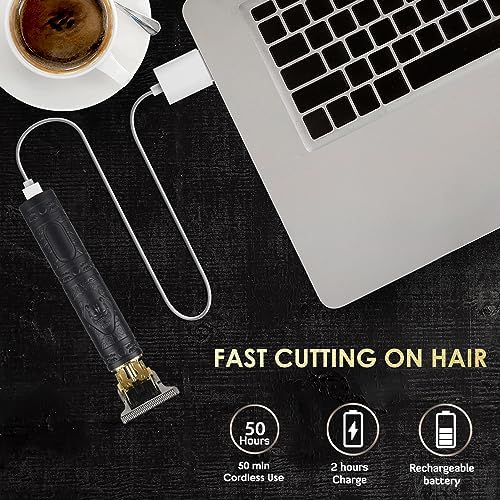 Soieho men hair cutting kit displaying the trimmer alongside its adjustable guide combs and USB cable.