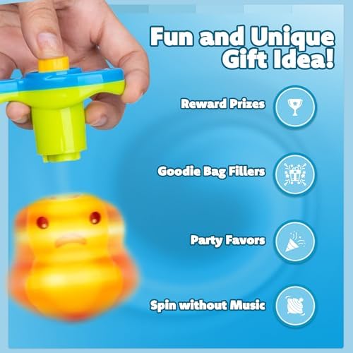 Close up of unicorn and panda LED spinning toys