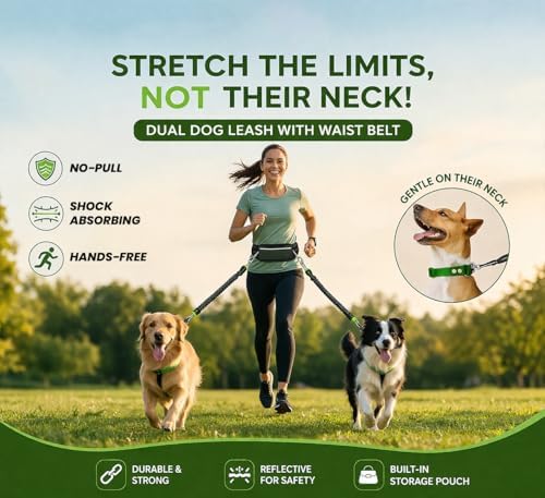 Person walking two dogs with Blivorra hands-free leash