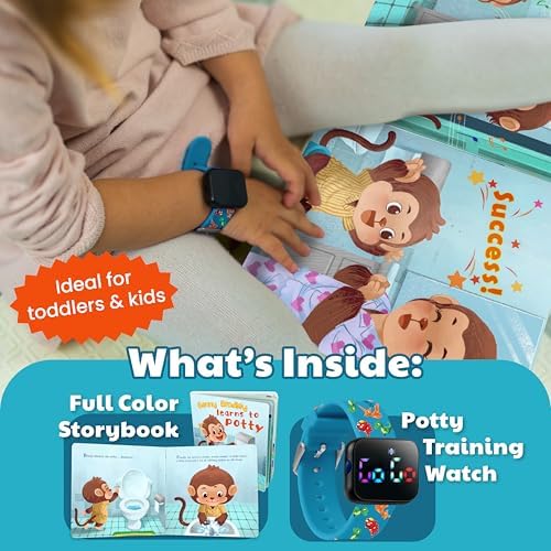 Potty Training Watch & Board Book for Kids – A Water Resistant Potty Reminder Device for Boys & Girls - Train Your Toddler with Fun Musical or Vibration Reminders and Printed Board Book (Dinosaur) - Image 3