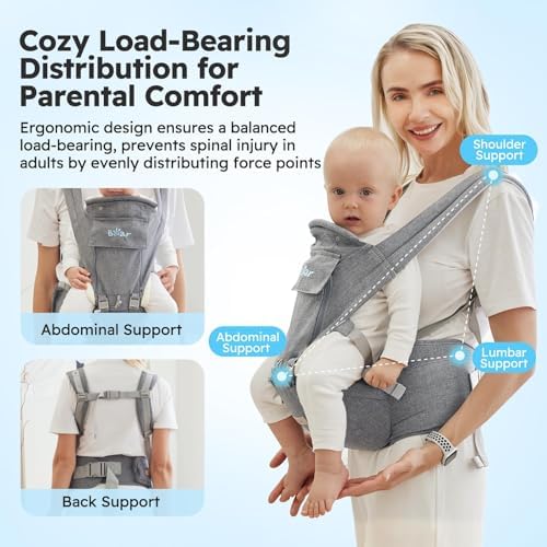 Rear view of parent using Bear baby carrier for back carry