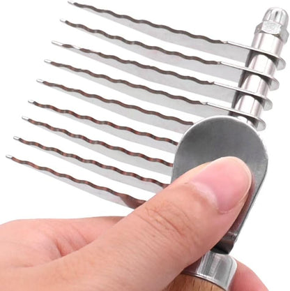 KQUQK pet undercoat rake and detangler brush showcasing the ergonomic handle for comfortable cat grooming.