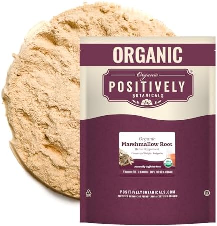 Organic Positively Tea Company Marshmallow Root 16 Ounce front view