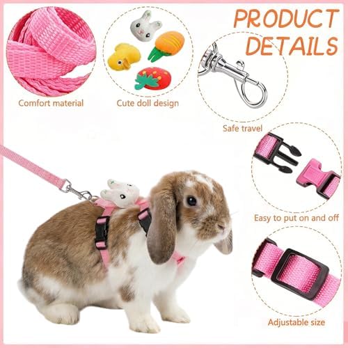 ABSOK adjustable bunny vest harness four pack illustrating the carrot pattern layout alongside adjustment buckles.