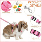ABSOK adjustable bunny vest harness four pack illustrating the carrot pattern layout alongside adjustment buckles.