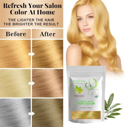 Joyful Young natural blonde hair color swatch before and after results