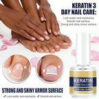 Generic nail care oil applied on hands showing glossy finish