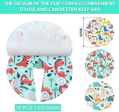 Breling reusable feeding tube pads variety of dinosaur patterns