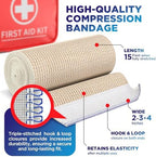 Assorted sizes of Mighty-X compression bandages showing 2 inch 3 inch and 4 inch widths