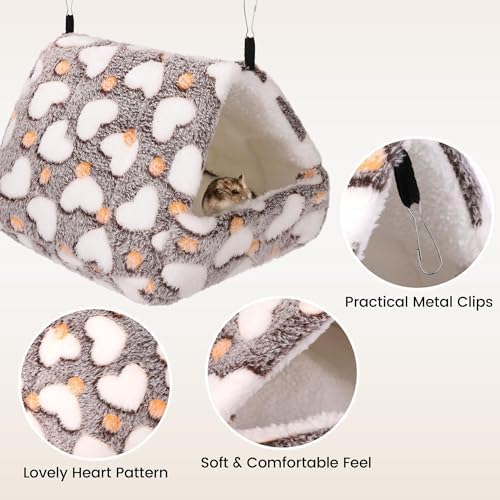 MCEAST four piece hanging pet hammock set inside a wire pet cage
