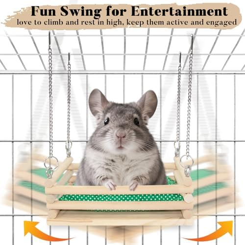 Sturdy metal chains attaching a hanging animal bed to wire cage