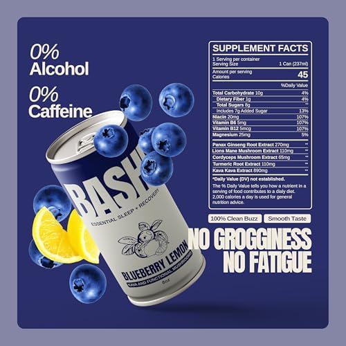 Bashi premium relaxation beverage packaging showing key plant based ingredients and supplement facts