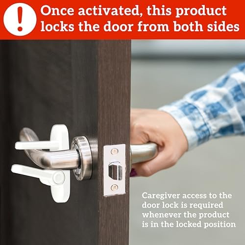 One handed adult operation door lever lock