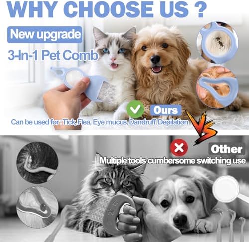 Pethroom pet grooming tool featuring integrated magnifying lens