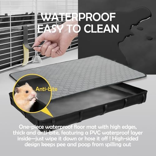 MEEXPAWS Guinea Pig Cages Small Animal Playpen Large with Waterproof PVC Liner & Washable Pee Pad & Storage Space, C&C Cage for Guinea Pigs, Hamsters, Kitten, Indoor Pet Enclosure Wire Yard Playpen - Image 4