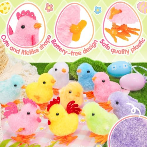 SevenQ wind up toys being held by a hand to demonstrate the compact three inch size