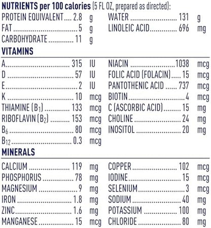 Side view of Alfamino infant formula powder packaging
