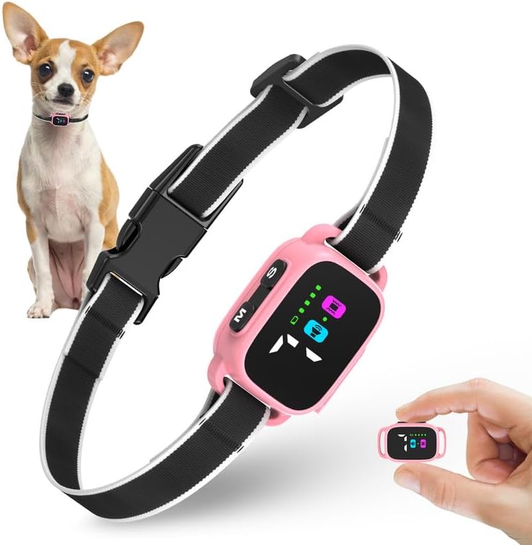 Ricivi anti-bark collar for small dogs front view pink