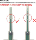 Close-up of the split silica gel tip for holding solid pet pills