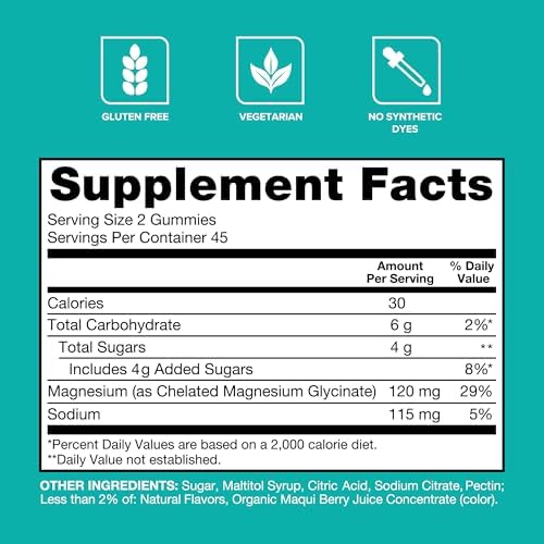 Qunol Magnesium Glycinate 120 milligrams per serving adult dietary supplement