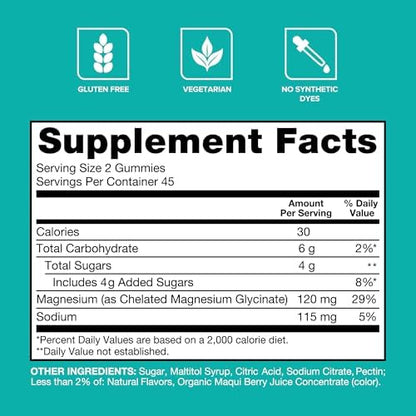 Qunol Magnesium Glycinate 120 milligrams per serving adult dietary supplement