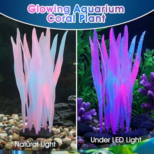Close up view of the pink fluorescent kelp plant decoration texture and design details.