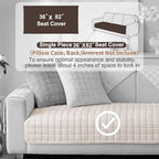 Aucrovee quilted white velvet couch mat with silicone grip backing detail.