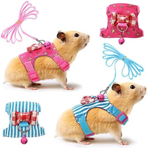 Satinior guinea pig harness showing bowknot and bell decor closeup