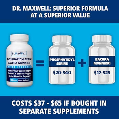 Side panel of Dr. Maxwell focus and stress relief supplement indicating allergen-free information.