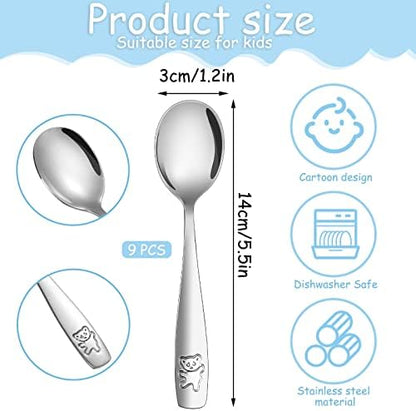 Close up of Pimoys toddler spoon with bear engraving