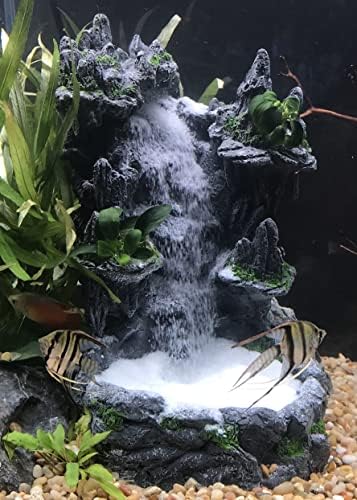 RA AquaTech mountain ornament setup in a fish tank
