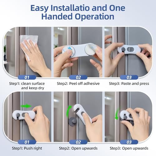 Set of five white child proof locks for home safety