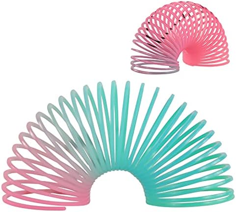 Fun-Here rainbow magic mini springs bulk pack arranged as birthday goodie bag fillers for kids.